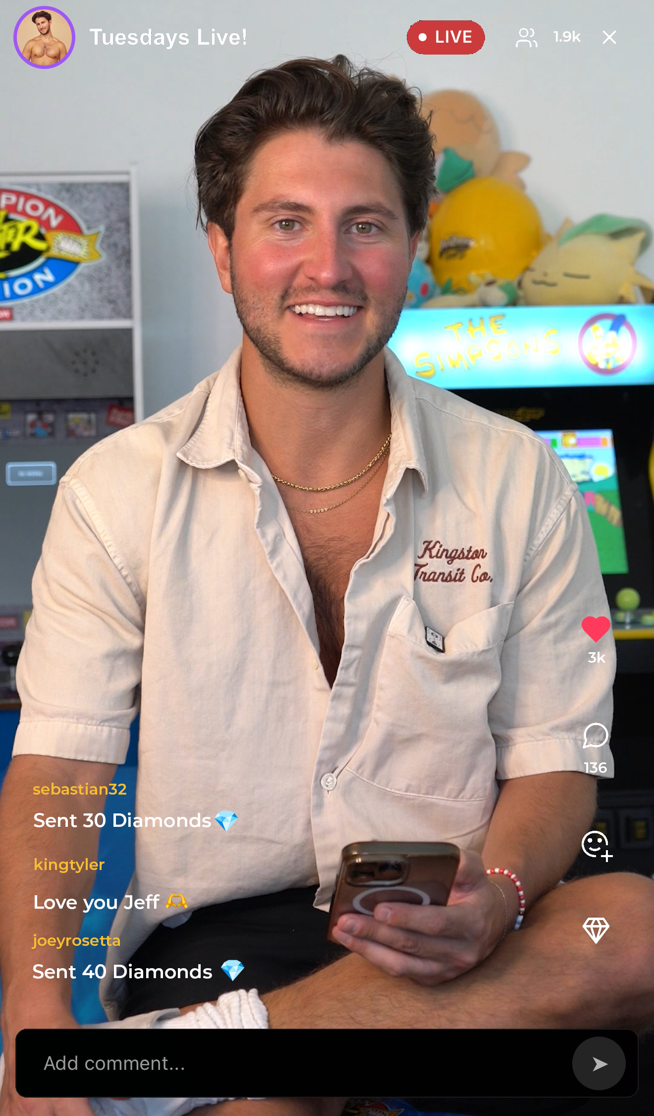 Live Stream with Tips and Comments